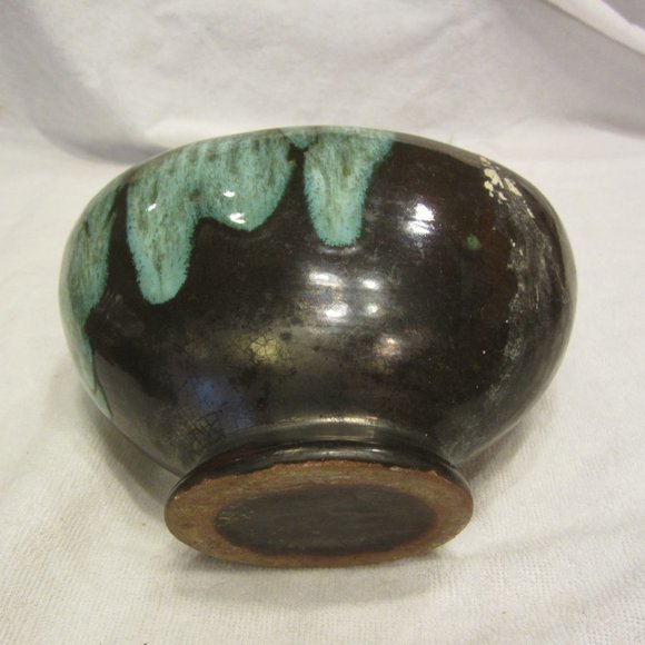 UNIQUE VTG DRIP GLAZE OBLONG VASE/PLANTER - Picture 5 of 12